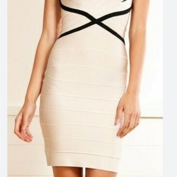Herve Leger Beige and Black Mini Dress - Picture 12 of 12